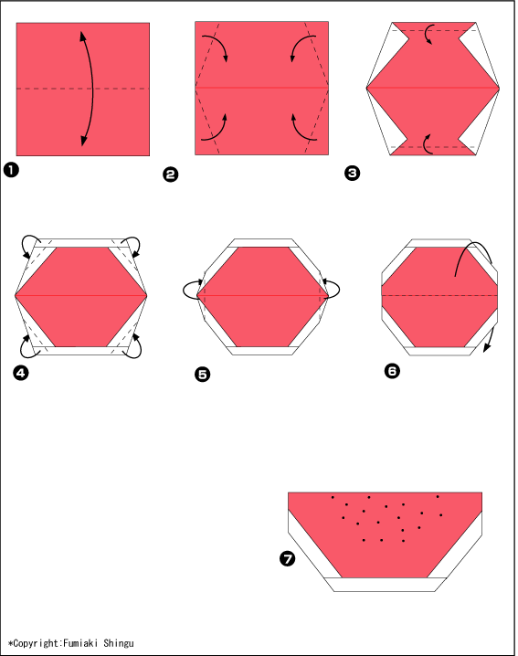 Схема оригами арбуз