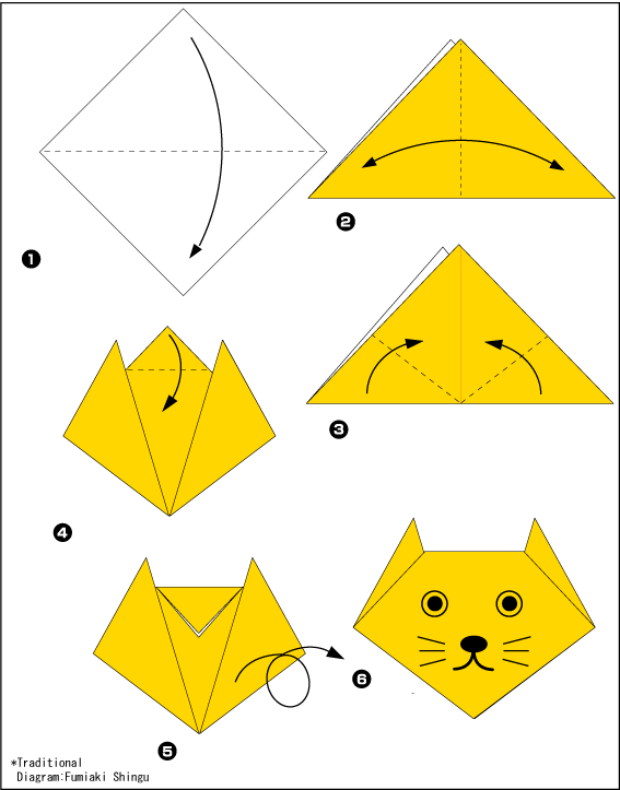 Схема оригами кошка