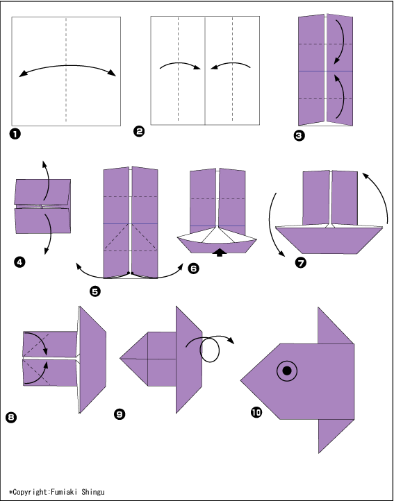 Схема оригами рыба