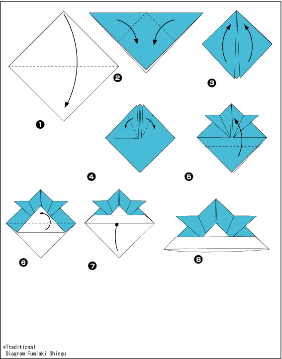 Схема оригами шапка самурая