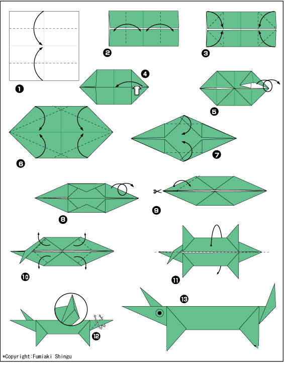 Схема оригами крокодил