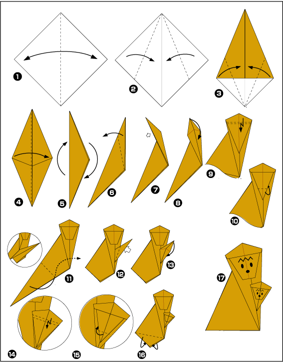 Схема оригами обезьянки