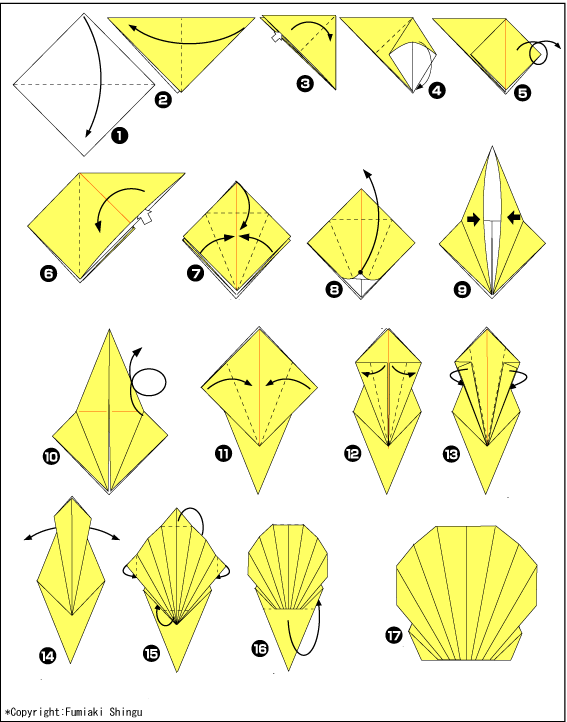 Схема оригами ракушка