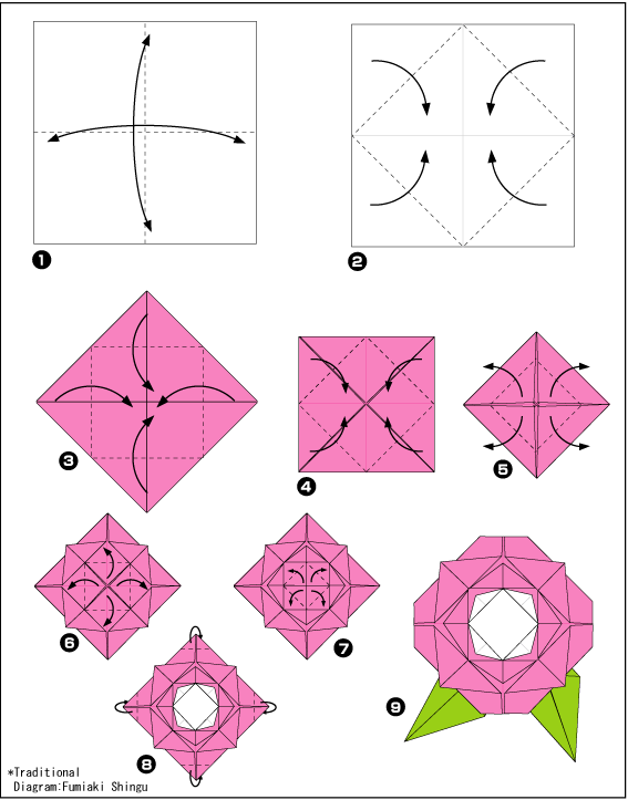 Схема оригами роза