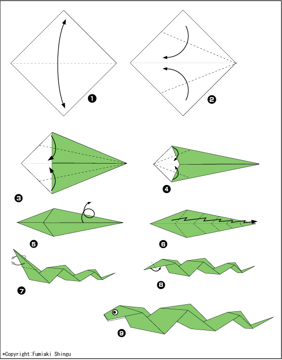 Схема оригами змея